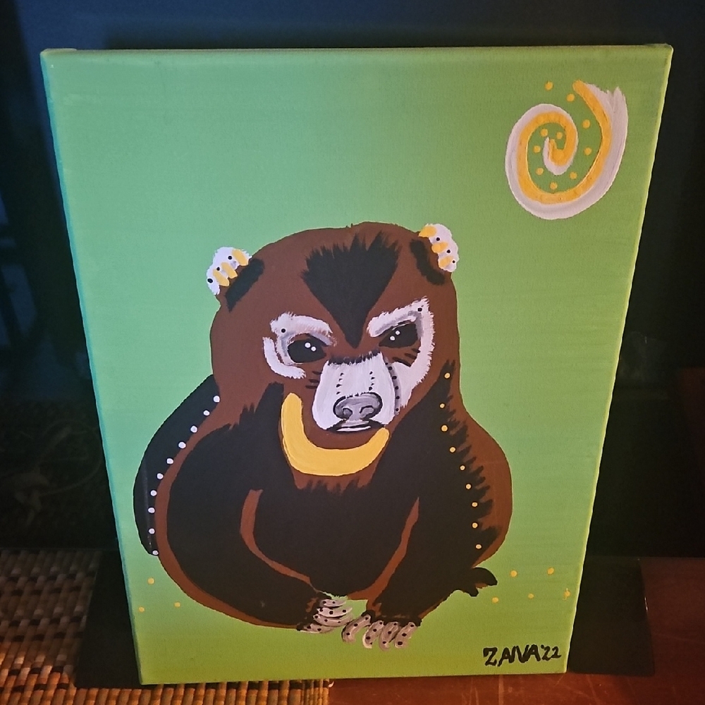 Original Sun Bear Acrylic Painting on Canvas
